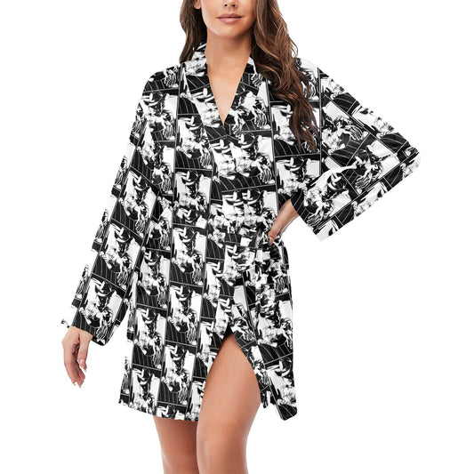 Cowboy Women's Long Sleeve Belted Satin Feel Dressing Lounge Robe by Baha Ranch Western Wear