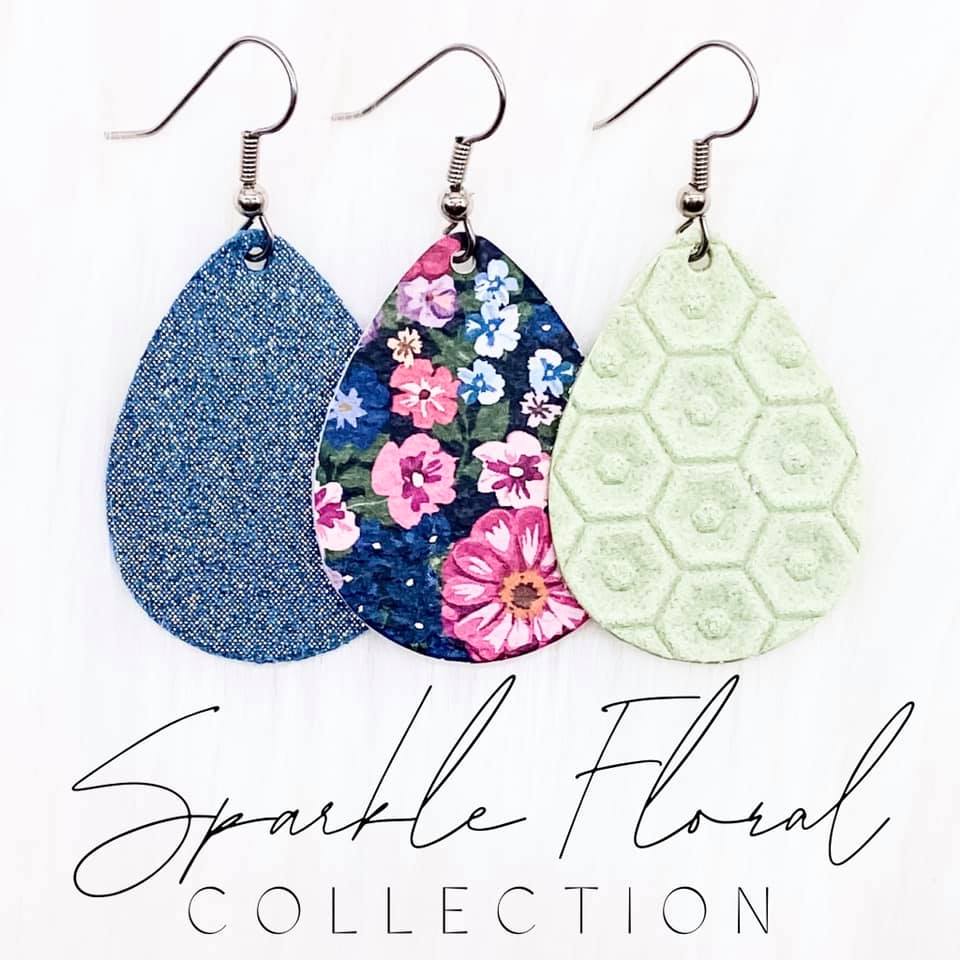 1.5" Sparkles Floral Mini Collection (leather) -Earrings by Doohickies Wholesale