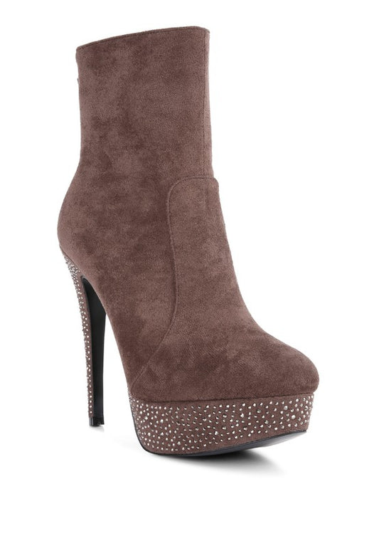 Espiree Microfiber High Heeled Ankle Boots