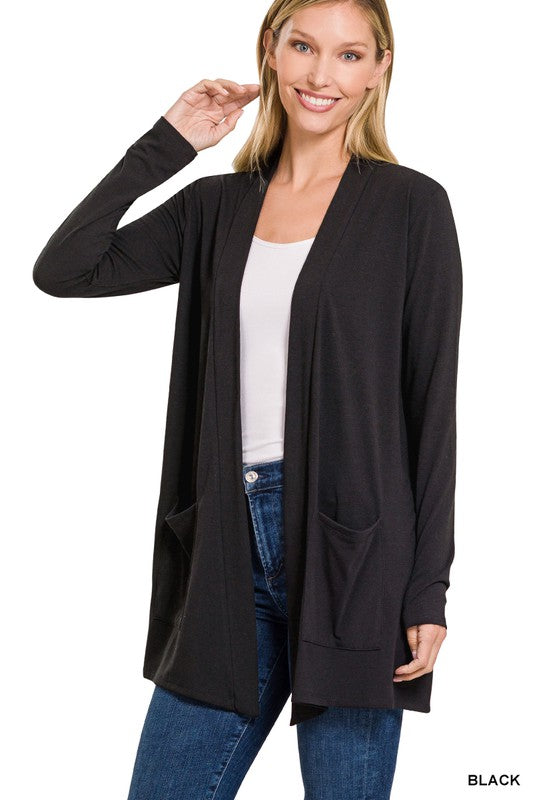 Slouchy Pocket Open Cardigan by BlakWardrob