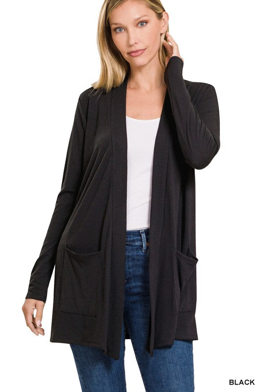 Slouchy Pocket Open Cardigan by BlakWardrob