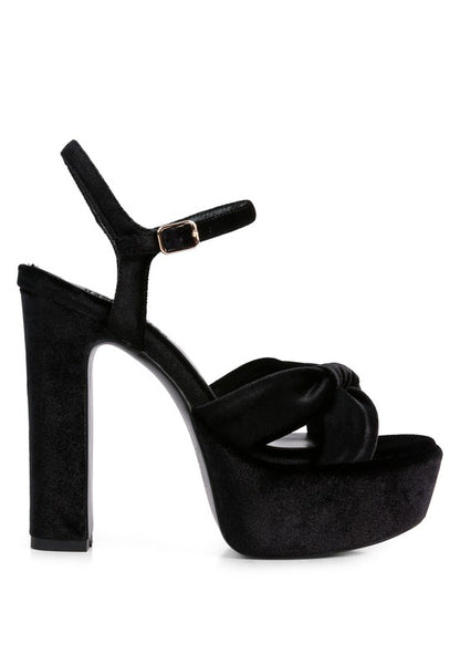 LIDDEL Velvet High Block Heeled Sandals