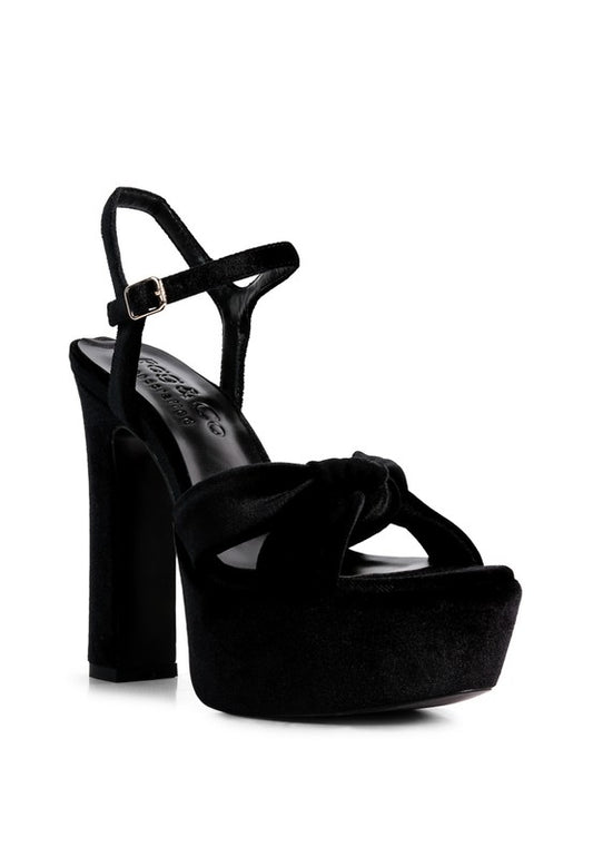 LIDDEL Velvet High Block Heeled Sandals