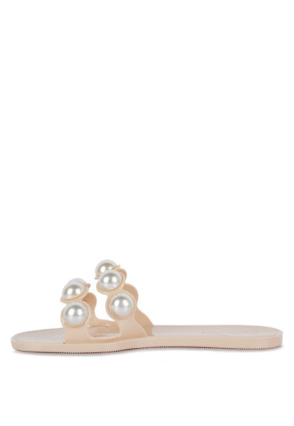 Pearla Faux Pearl Detail Jelly Flats