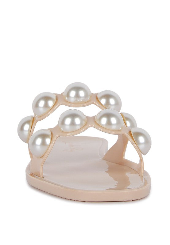 Pearla Faux Pearl Detail Jelly Flats