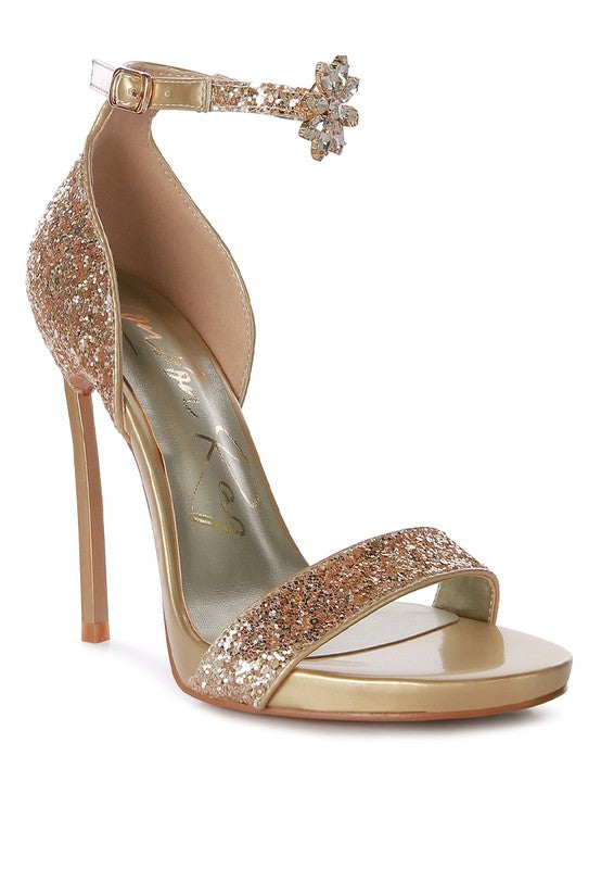 Straight Fire High Heeled Glitter Sandals