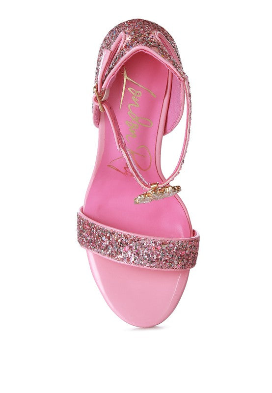 Straight Fire High Heeled Glitter Sandals