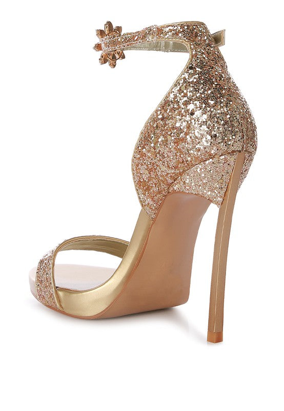 Straight Fire High Heeled Glitter Sandals