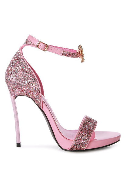 Straight Fire High Heeled Glitter Sandals