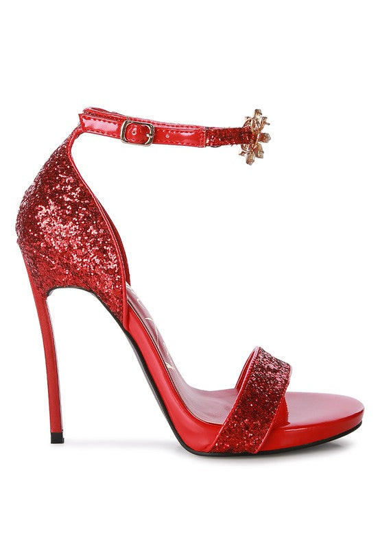 Straight Fire High Heeled Glitter Sandals