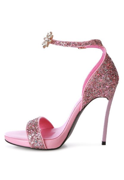 Straight Fire High Heeled Glitter Sandals