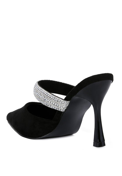 Fauci Diamante Strap Heeled Mules