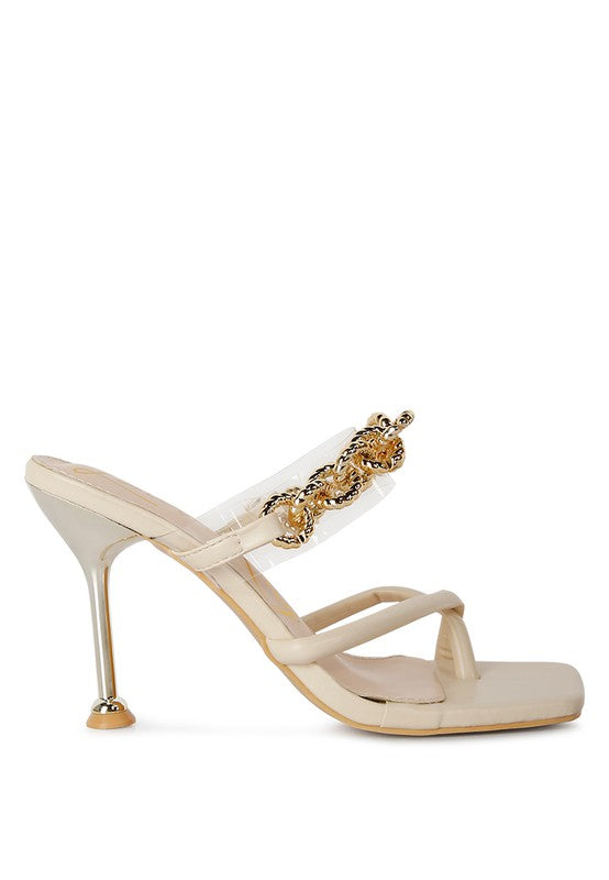 Social Bee Diamante Strap Heeled Sandals