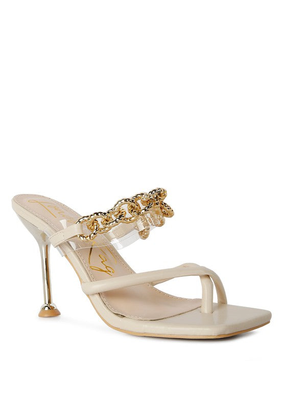 Social Bee Diamante Strap Heeled Sandals