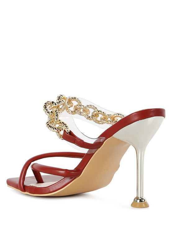 Social Bee Diamante Strap Heeled Sandals