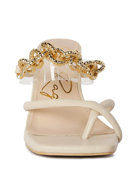 Social Bee Diamante Strap Heeled Sandals