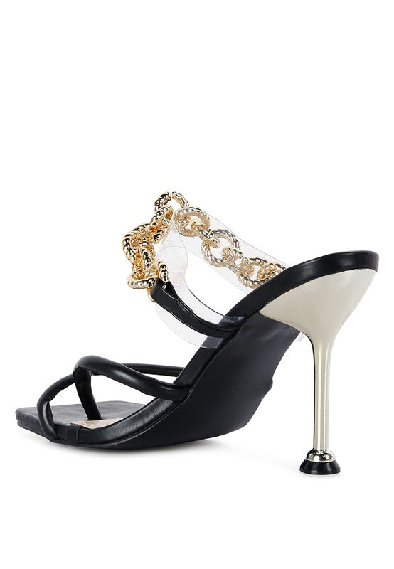 Social Bee Diamante Strap Heeled Sandals