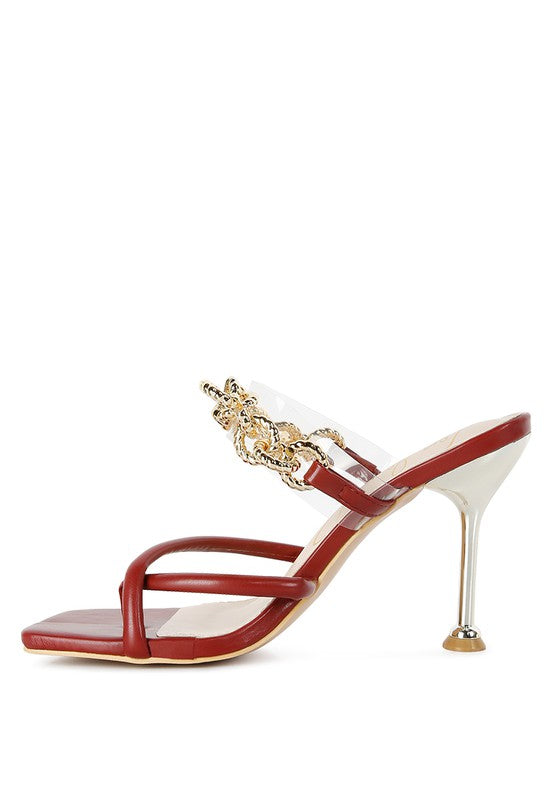 Social Bee Diamante Strap Heeled Sandals