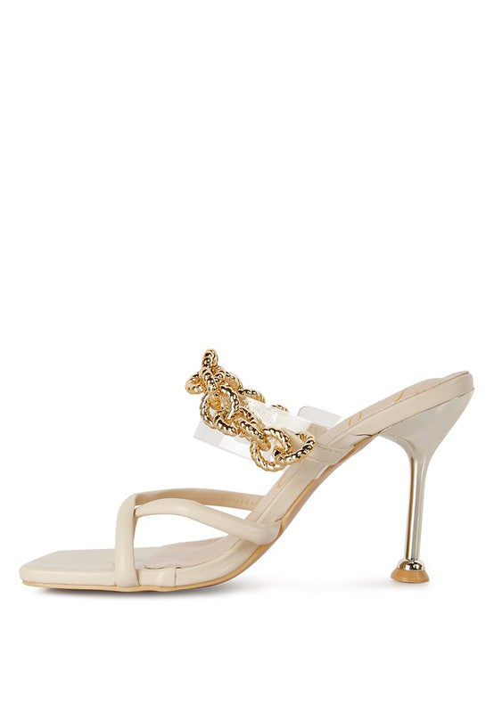 Social Bee Diamante Strap Heeled Sandals