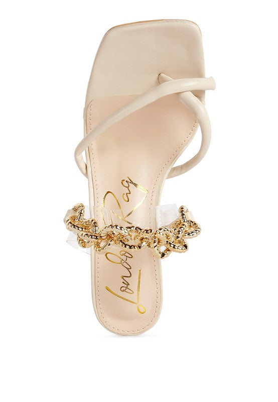 Social Bee Diamante Strap Heeled Sandals