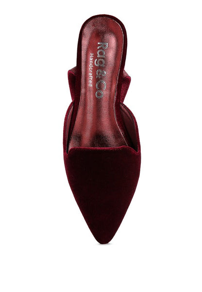 SALOME Burgundy Velvet Luxe Jewelled Flat Mules