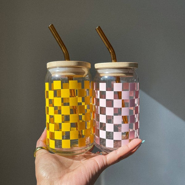 Checkered Glass Cup