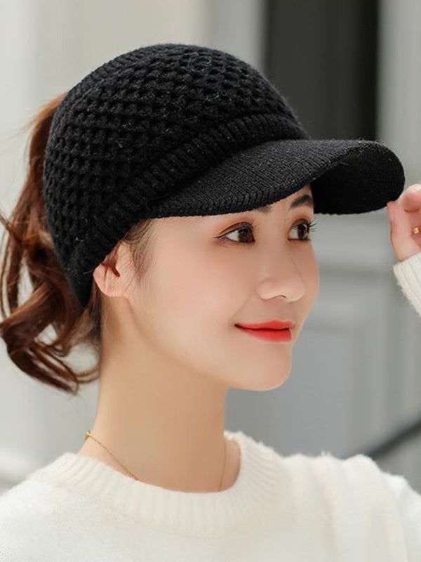 Original Solid Warm Hole Knitting Hat by migunica