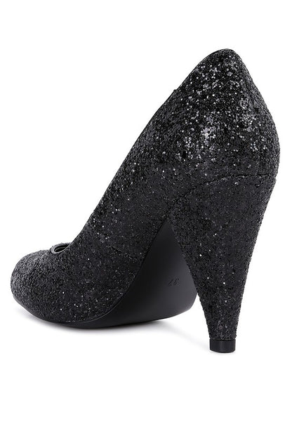 Sugar Plum Glitter Conical Heel Pumps