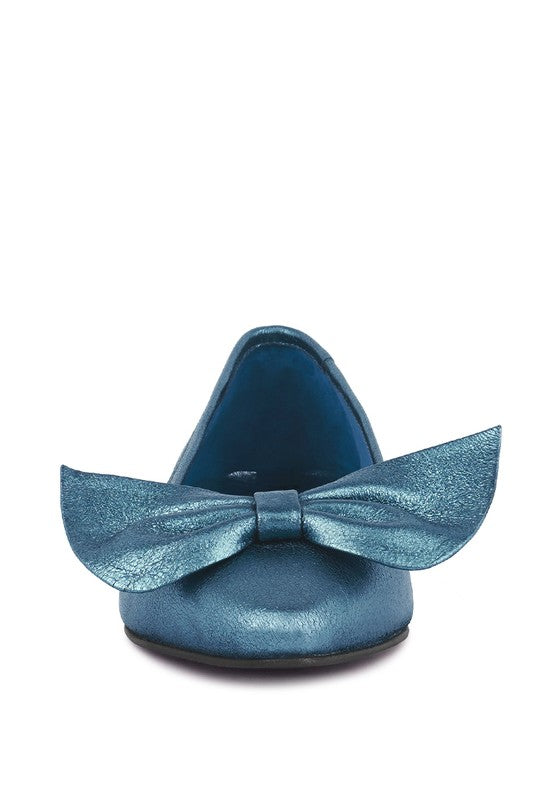 PIE-TRIBE Metallic Big Bow Ballerinas