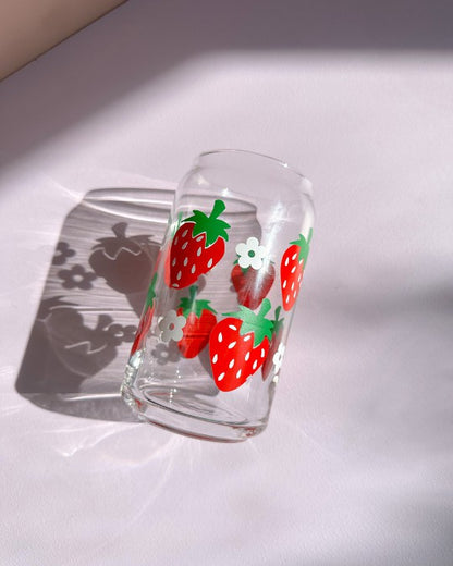 Strawberry Glass Cup 16oz