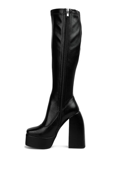 Fanning High Platfrom Block Heeled Long Boots