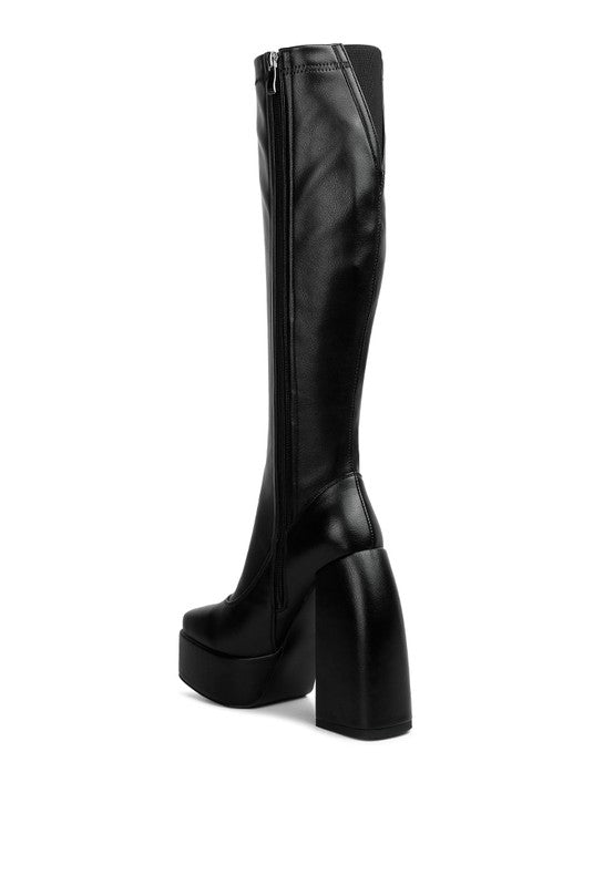 Fanning High Platfrom Block Heeled Long Boots