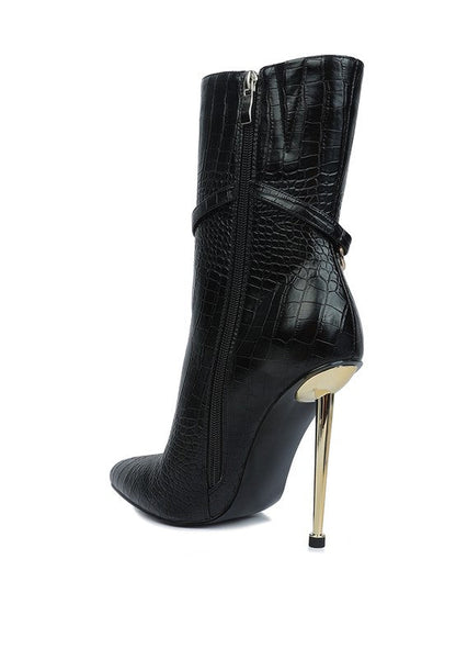 Nicole Croc Patterned High Heeled Ankle Boots by BlakWardrob