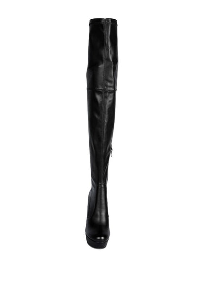Marvelettes Faux Leather High Heeled Long Boots