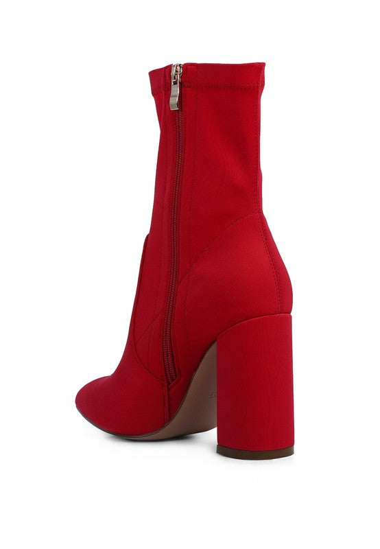 Ankle Lycra Block Heeled Boots