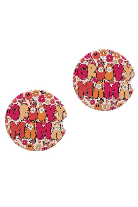 Ceramic Groovy Mama Car Coaster Set