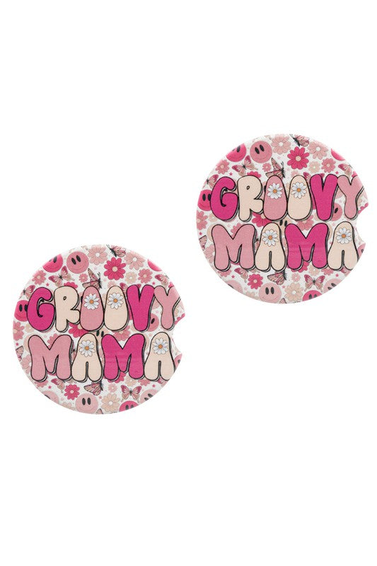 Ceramic Groovy Mama Car Coaster Set