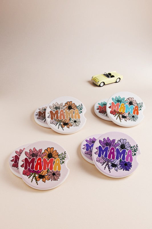 Ceramic Mama Car Coaster Set
