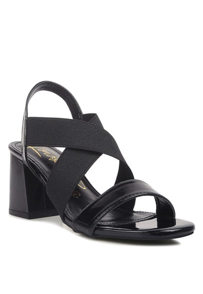 Elastic Straps Block Heel Sandals