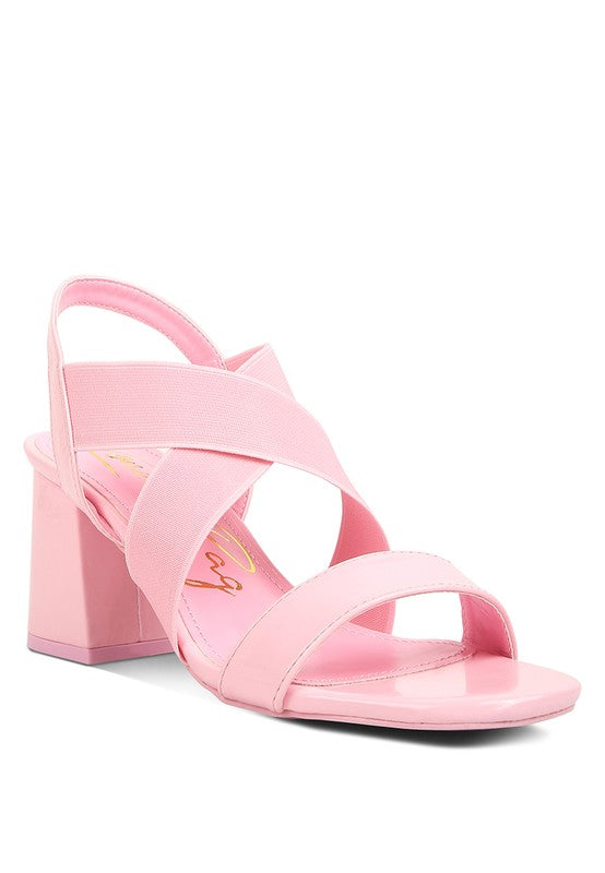 Elastic Straps Block Heel Sandals