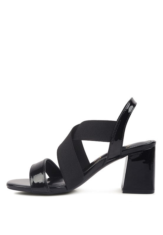 Elastic Straps Block Heel Sandals