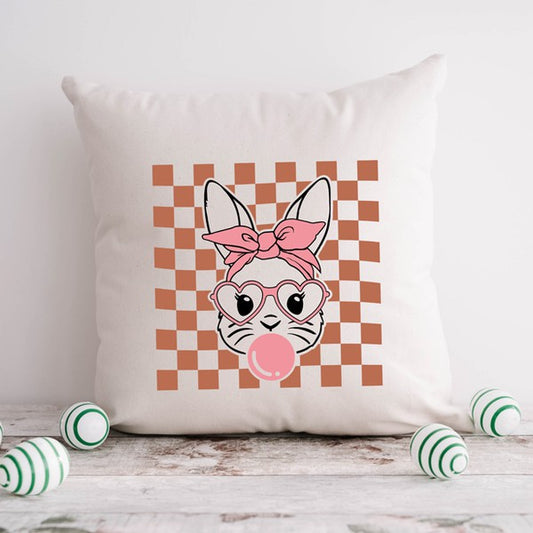 Checkered Bunny Pillow Cover