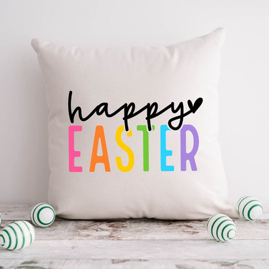 Happy Easter Colorful Pillow Cover