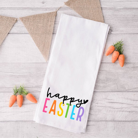 Happy Easter Colorful Tea Towel