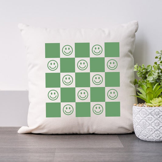 Checkerboard Smiley Pillow Cover