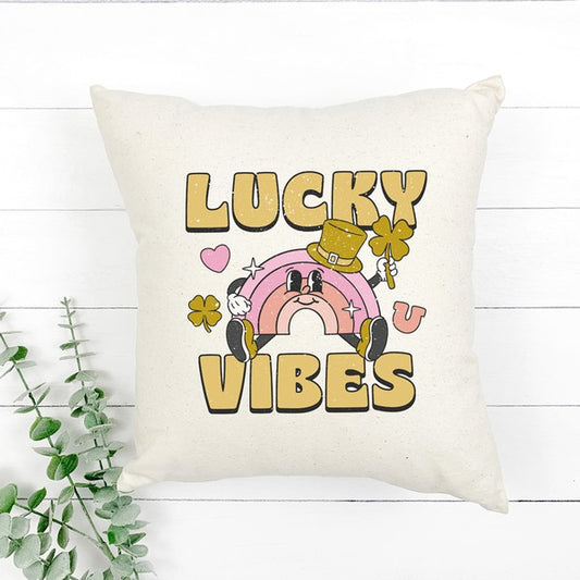 Lucky Vibes Cartoon Rainbow Pillow Cover