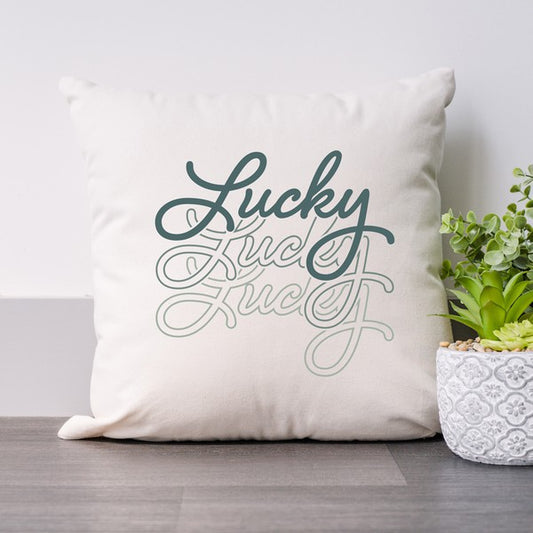 Lucky Script Stacked Pillow Cover