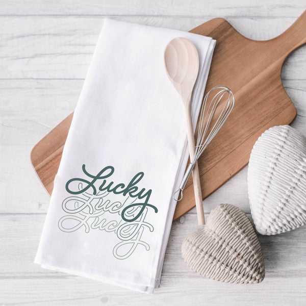 Lucky Script Stacked Tea Towel