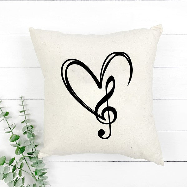 Music Note Heart Pillow Cover