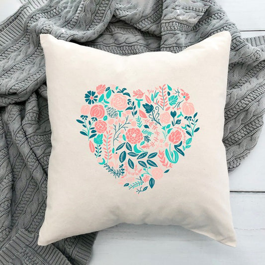 Flower Heart Pillow Cover